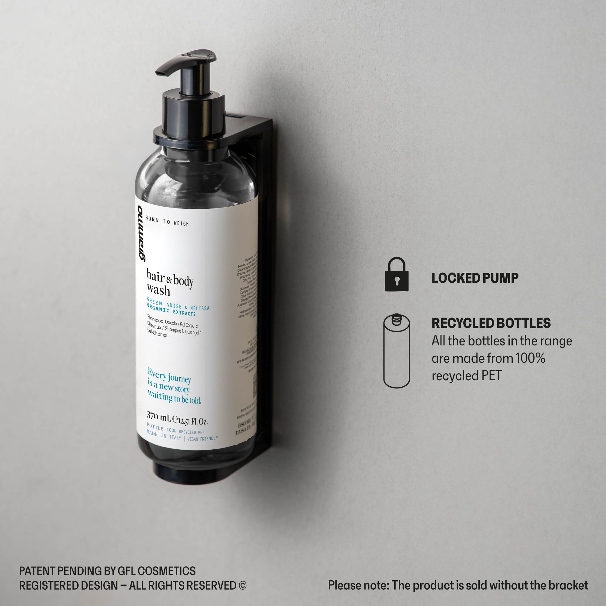 Grammo Hair & Body Wash With Locked Pump (12.51 Fluid Ounce) - 18Pack