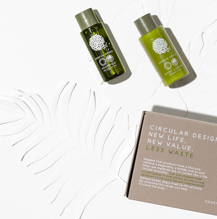 Geneva green Consciuos Beauty Amenities. Eco-responsible choices are a daily based commitment. GFL Green Amenities