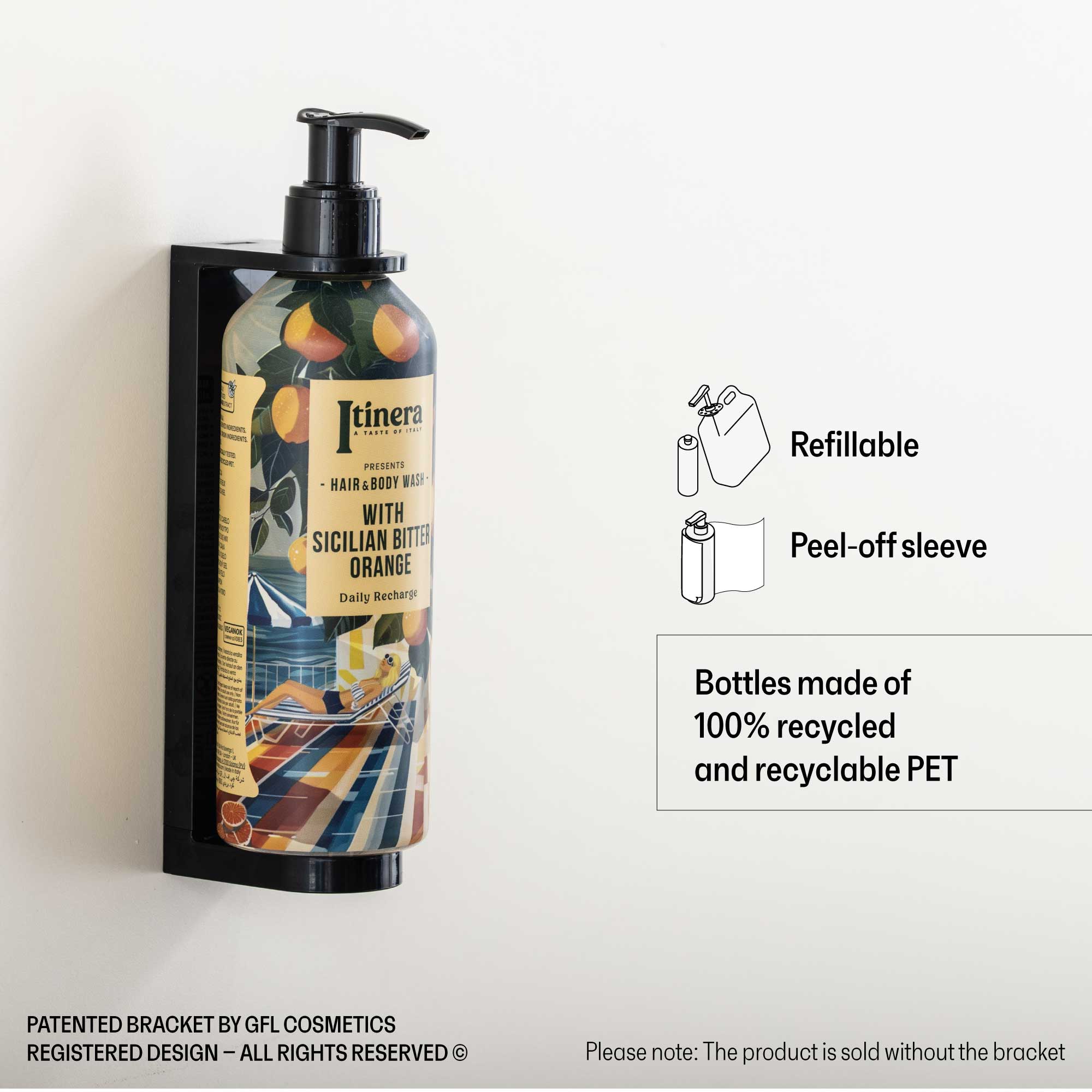 Itinera Daily Recharge Hair & Body Wash Refillable Bottle (12.51 Fluid Ounce) - 18Pack