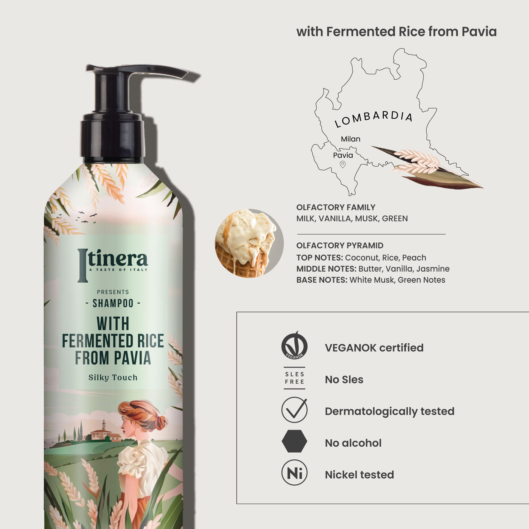 Itinera Silky Touch Shampoo With Locked Pump (12.51 Fluid Ounce) - 18Pack